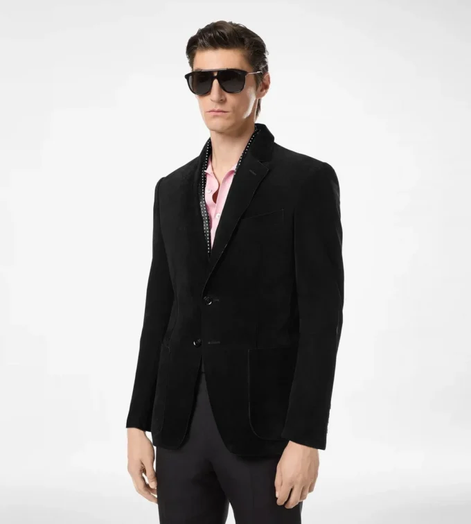 Blazer sartorial de ante y cachemira