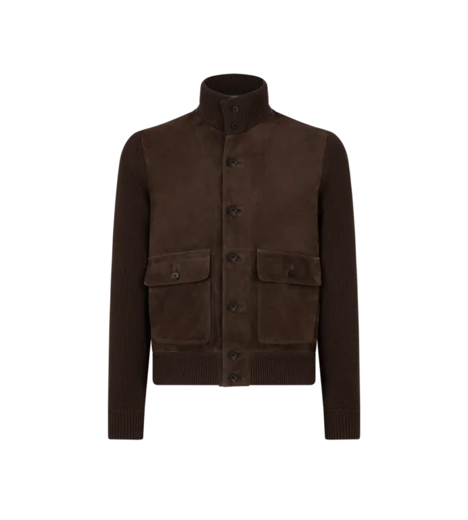 Blouson de ante con parte delantera de merino Blouson de ante con parte delantera de merino