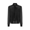 Blusa de manga larga con detalle plisado y lavalier Blusa de manga larga con detalle plisado y lavalier