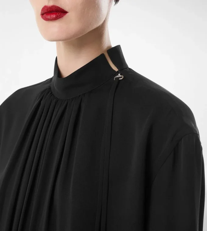 Blusa de manga larga de georgette de seda lavada Blusa de manga larga de georgette de seda lavada