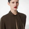 Blusa de manga larga de georgette de seda lavada Blusa de manga larga de georgette de seda lavada