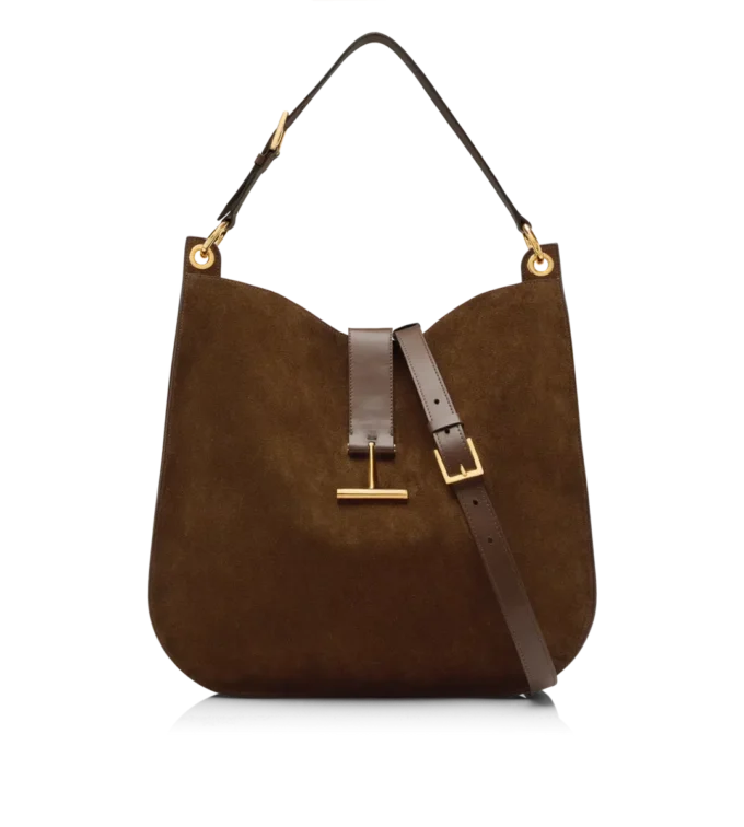 Bolso bandolera grande Tara de ante y piel lisa