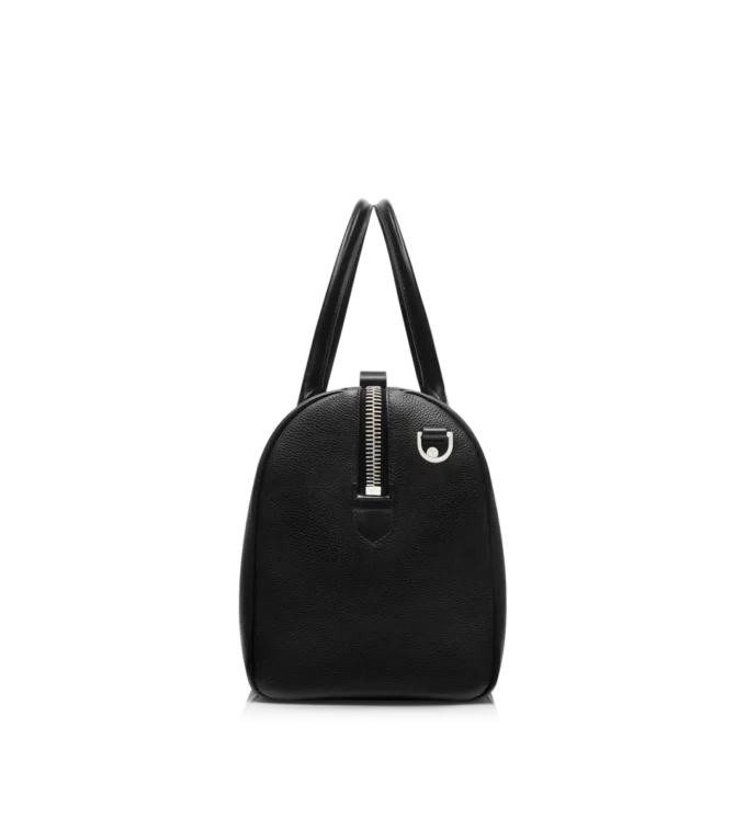 Bolso de viaje mediano de cuero granulado con abertura amplia