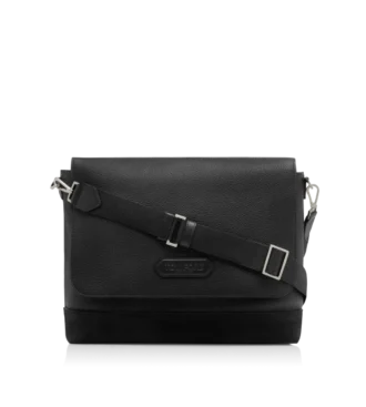 Bolso mensajero deportivo elegante de cuero y ante