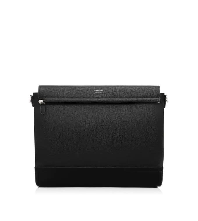 Bolso mensajero deportivo elegante de cuero y ante