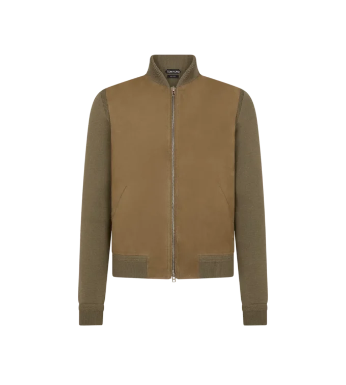 Bomber de nubuck con frente de merino