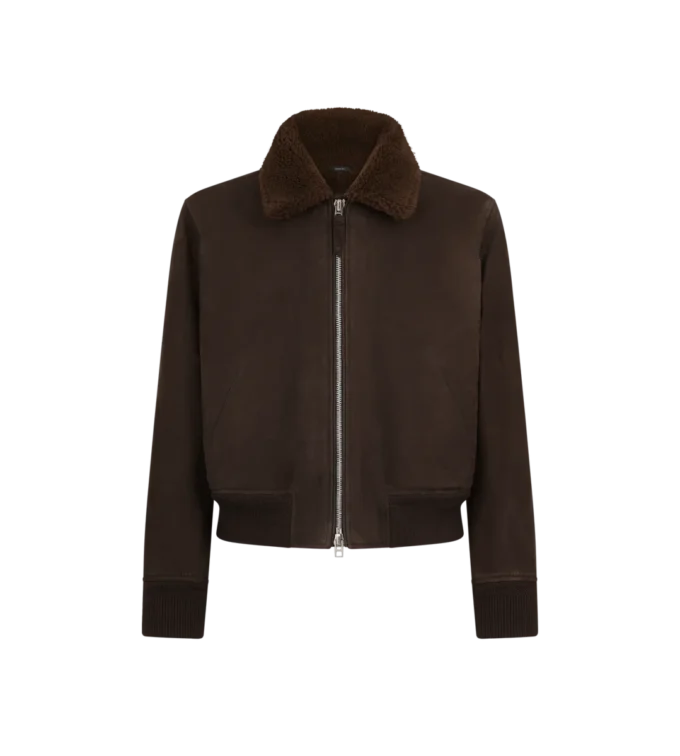 Bomber de vuelo de nubuck y piel de oveja