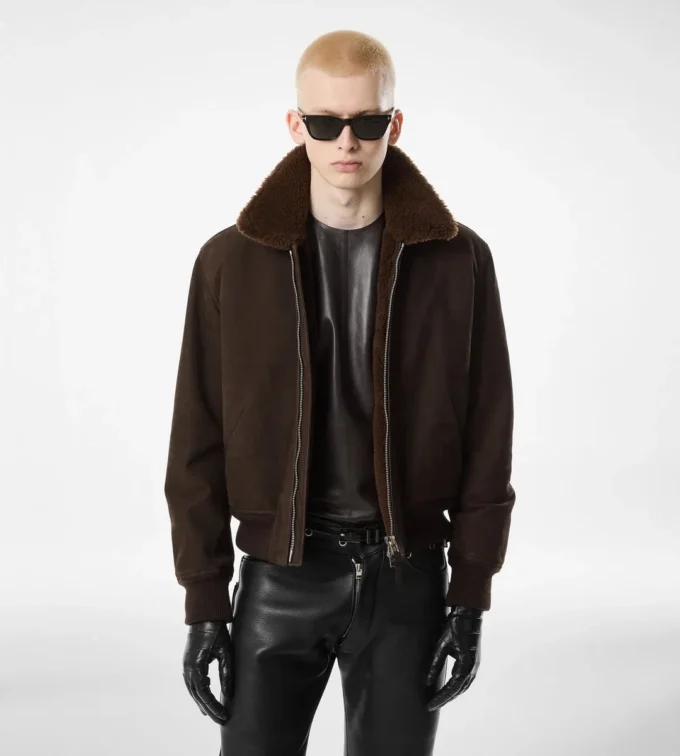 Bomber de vuelo de nubuck y piel de oveja