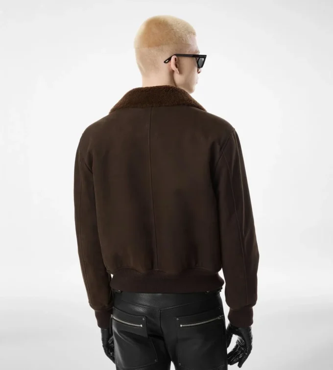 Bomber de vuelo de nubuck y piel de oveja