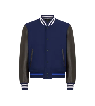 Bomber universitario con mangas de cuero