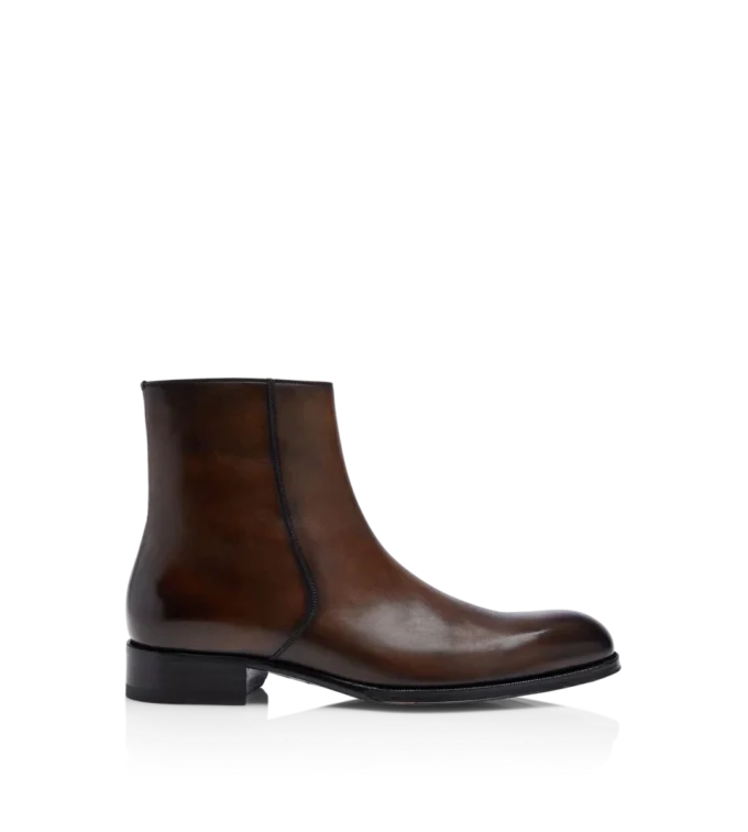 Bota con cremallera Elkan de cuero bruñido
