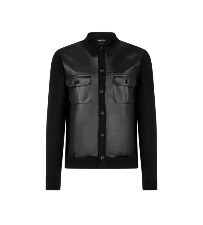 Camisa con parte delantera de cuero