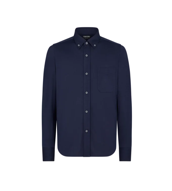 Camisa de algodón y seda con botones Camisa de algodón y seda con botones
