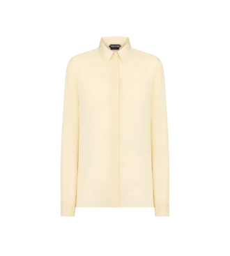 Camisa de georgette de seda lavada con logotipo TF bordado en tono Camisa de georgette de seda lavada con logotipo TF bordado en tono