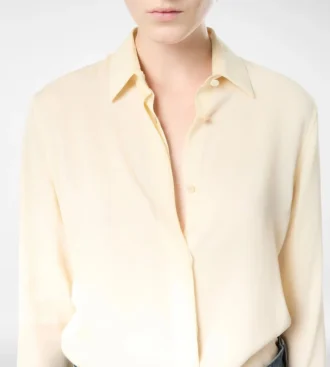 Camisa de georgette de seda lavada con logotipo TF bordado en tono Camisa de georgette de seda lavada con logotipo TF bordado en tono