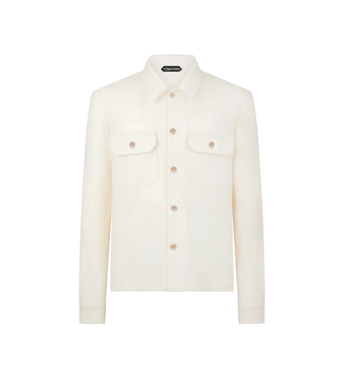 Camisa exterior con bolsillo en el pecho de cachemira