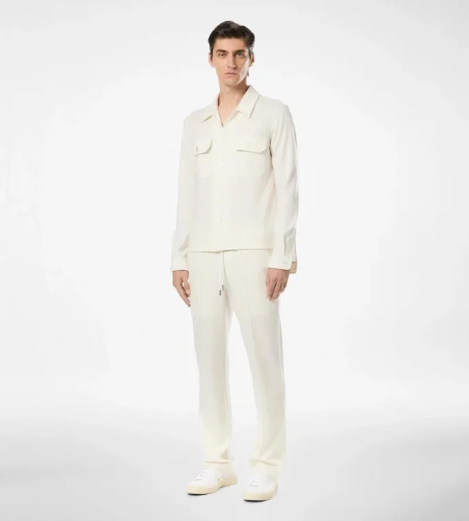 Camisa exterior con bolsillo en el pecho de cachemira
