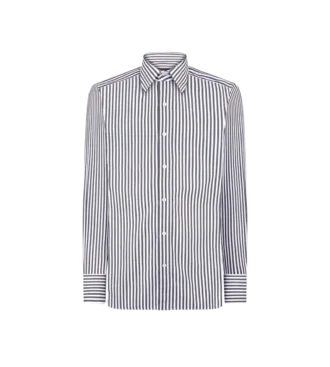 Camisa slim fit con rayas escalonadas Camisa slim fit con rayas escalonadas
