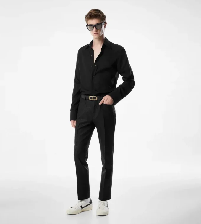 Camisa slim fit de crepé satinado