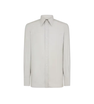 Camisa slim fit de sarga lavada Camisa slim fit de sarga lavada