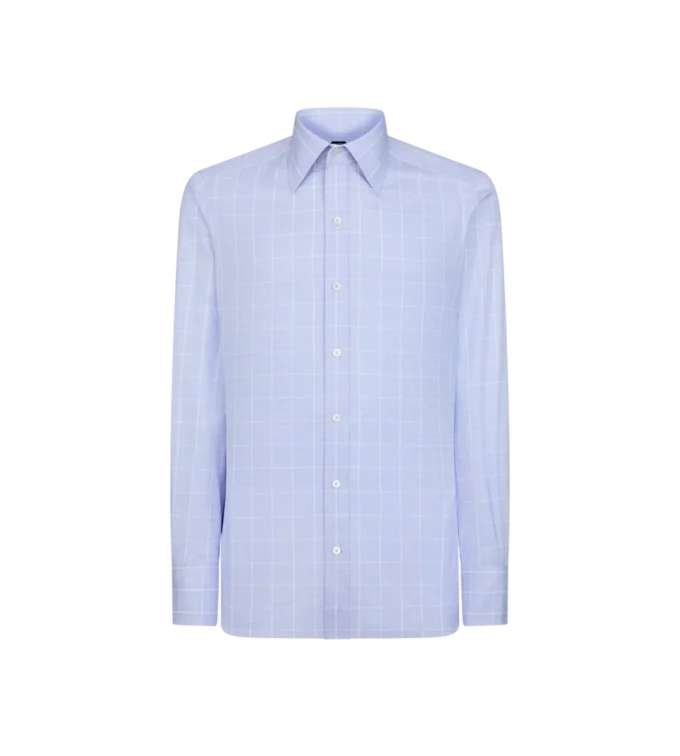 Camisa slim fit de tejido Príncipe de Gales fino