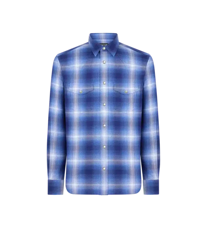 Camisa western con estampado de cuadros degradado
