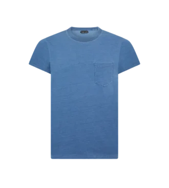 Camiseta de cuello redondo teñida con índigo