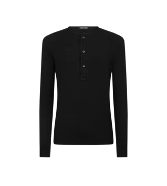 Camiseta Henley de algodón elástico