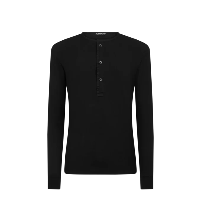 Camiseta Henley de algodón elástico
