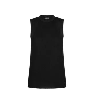 Camiseta sin mangas relajada con ribete adornado con micro lentejuelas