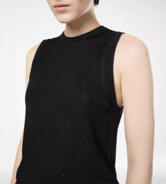 Camiseta sin mangas relajada con ribete adornado con micro lentejuelas