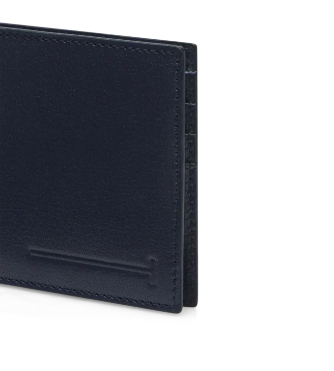 Cartera alargada con clip para billetes de piel granulada flexible Cartera alargada con clip para billetes de piel granulada flexible