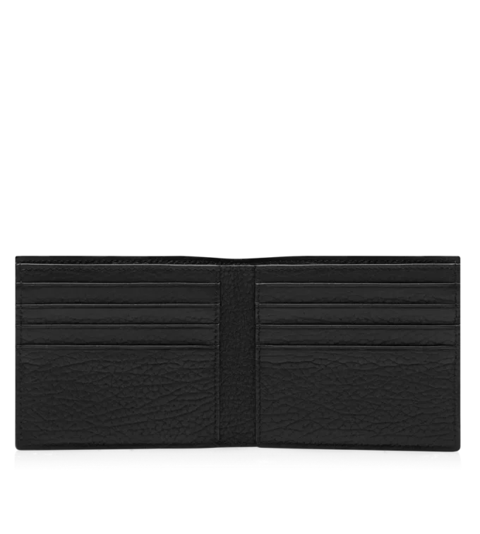 Cartera clásica con doble pliegue y línea T alargada de piel de ciervo estampada Cartera clásica con doble pliegue y línea T alargada de piel de ciervo estampada
