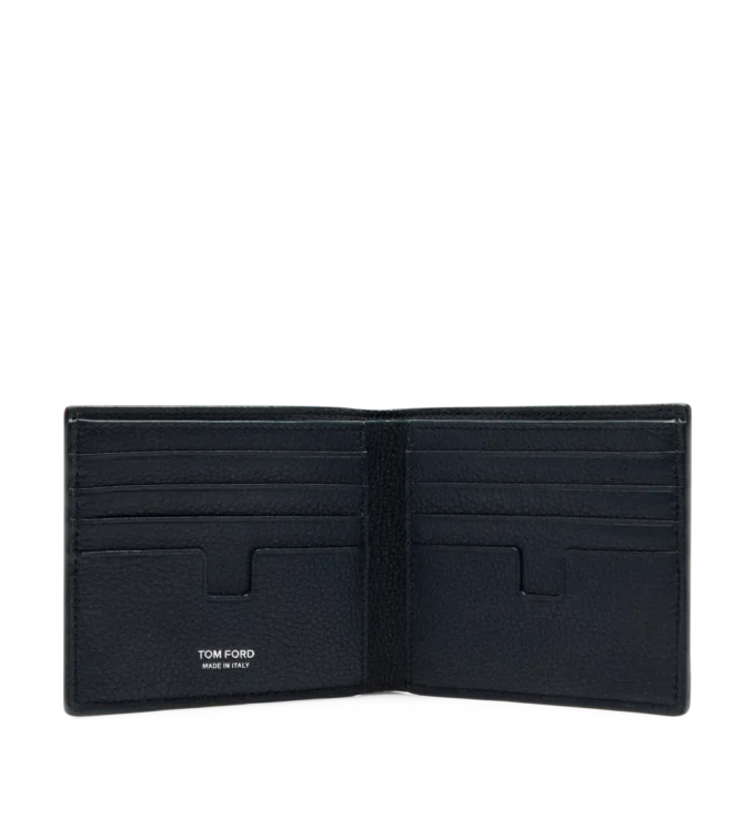 Cartera clásica de doble pliegue en piel granulada