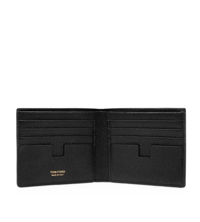 Cartera clásica de doble pliegue en piel granulada Cartera clásica de doble pliegue en piel granulada