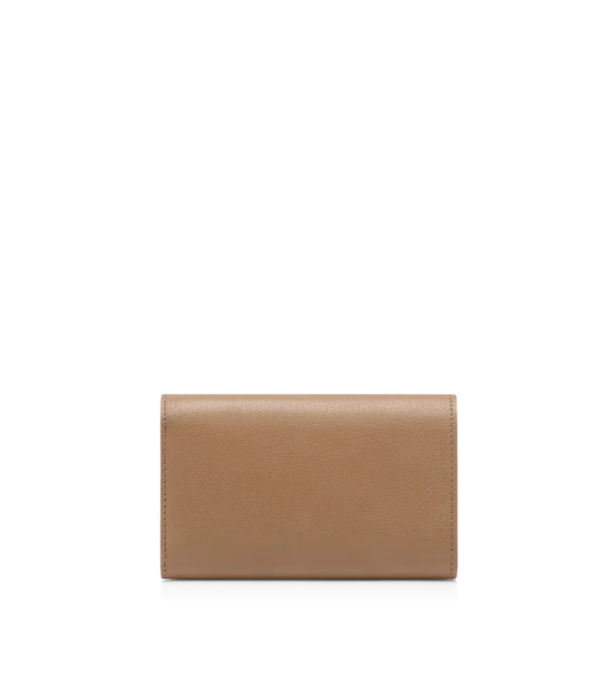 Cartera compacta Aube de piel granulada flexible