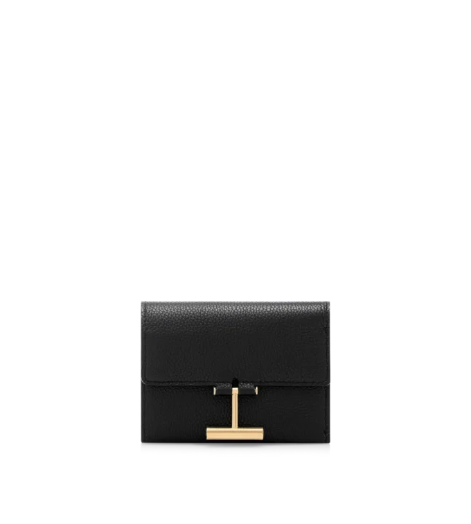 Cartera compacta Tara de piel granulada Cartera compacta Tara de piel granulada