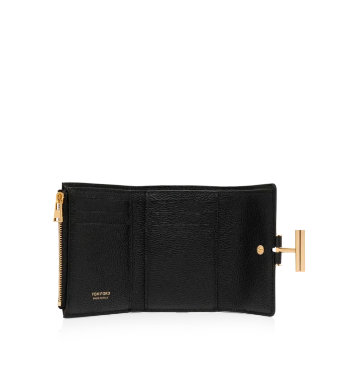 Cartera compacta Tara de piel granulada Cartera compacta Tara de piel granulada