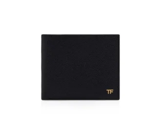 Cartera plegable pequeña de piel granulada