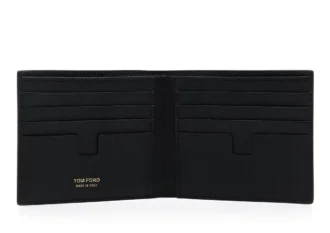 Cartera plegable pequeña de piel granulada