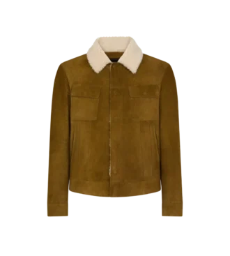 Chaqueta camionera con cuello de borreguillo y ante cepillado