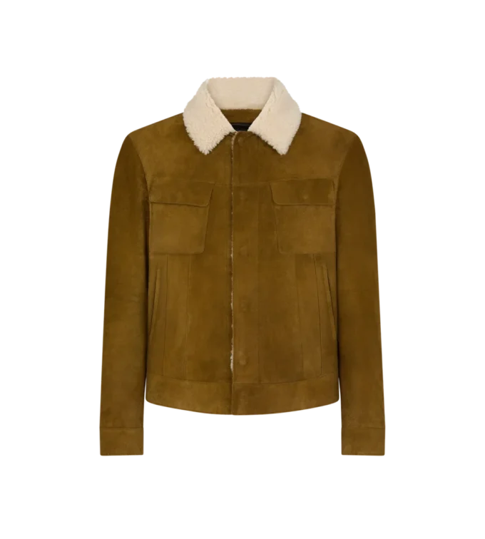 Chaqueta camionera con cuello de borreguillo y ante cepillado