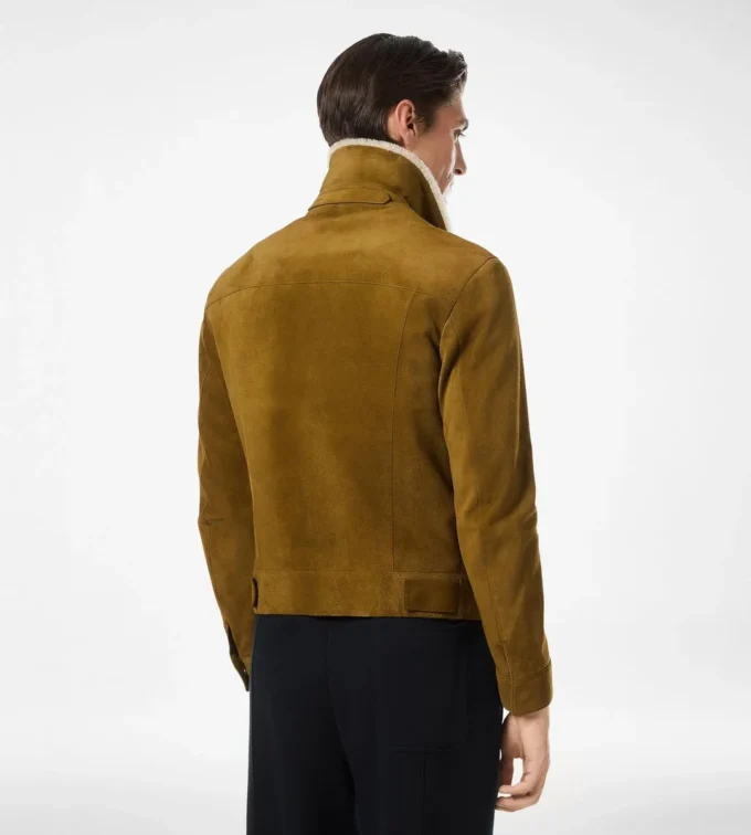 Chaqueta camionera con cuello de borreguillo y ante cepillado