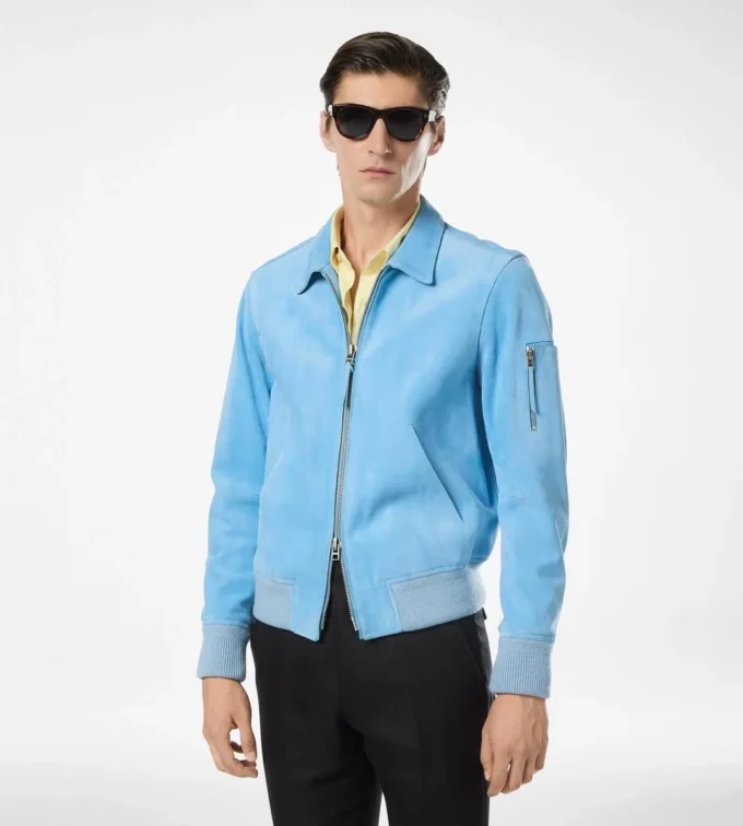 Chaqueta con cuello de ante de cachemira