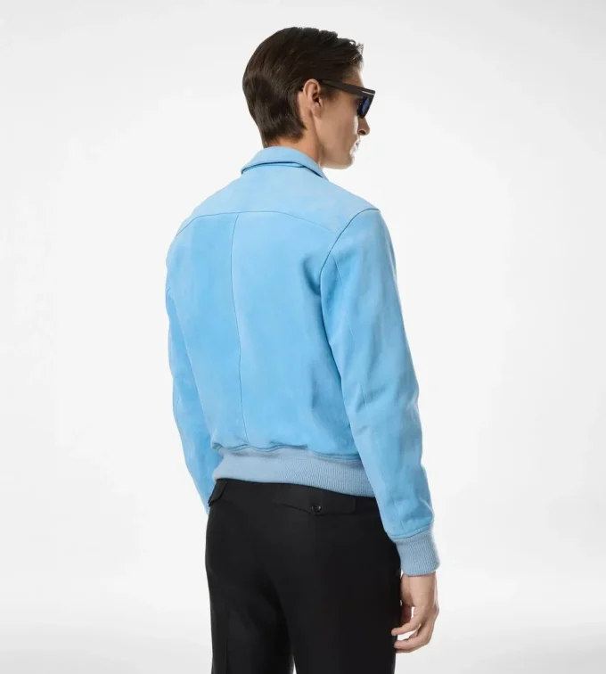 Chaqueta con cuello de ante de cachemira
