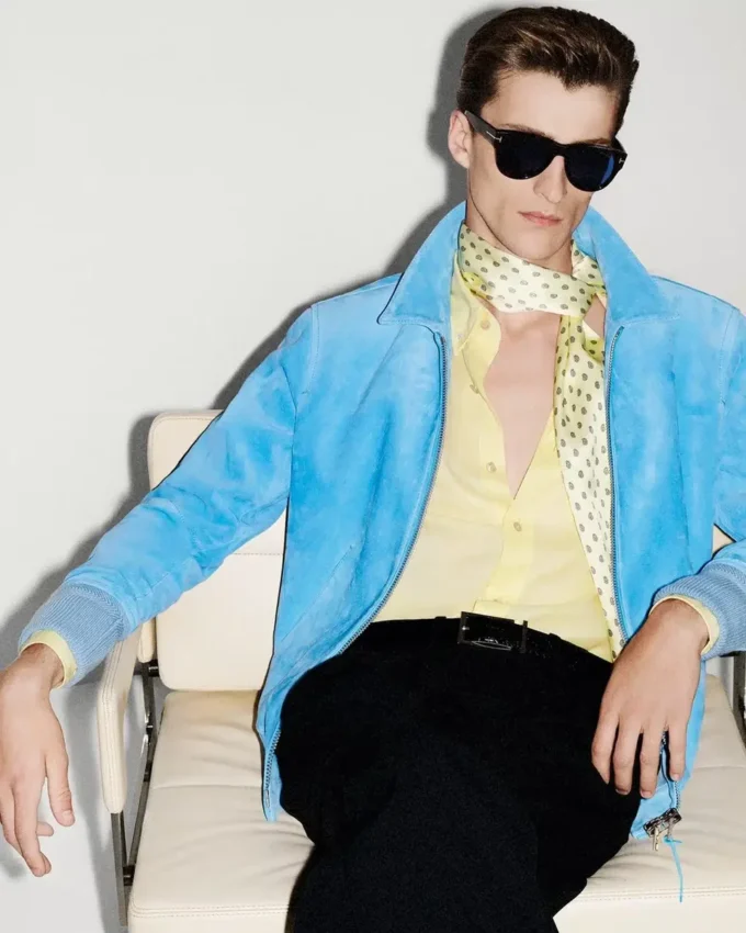 Chaqueta con cuello de ante de cachemira