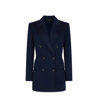 Chaqueta cruzada con cuello interior de cuero