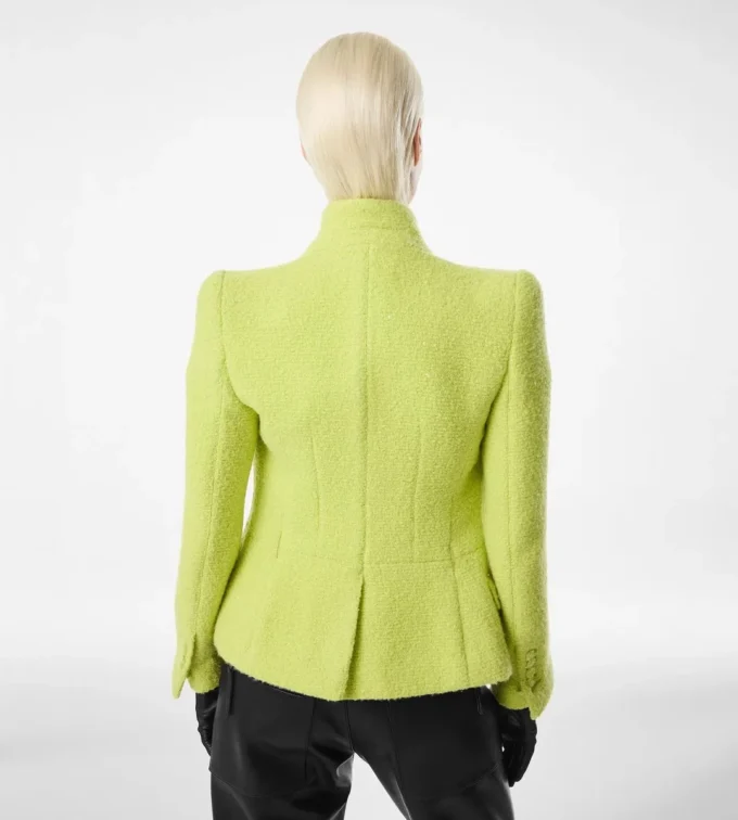 Chaqueta cruzada de tweed con lentejuelas, mezcla de lana, cachemira y seda