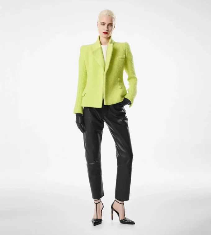 Chaqueta cruzada de tweed con lentejuelas, mezcla de lana, cachemira y seda