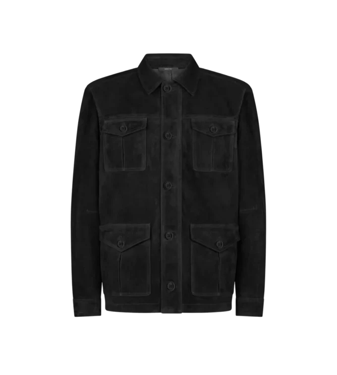 Chaqueta de ante con cuatro bolsillos